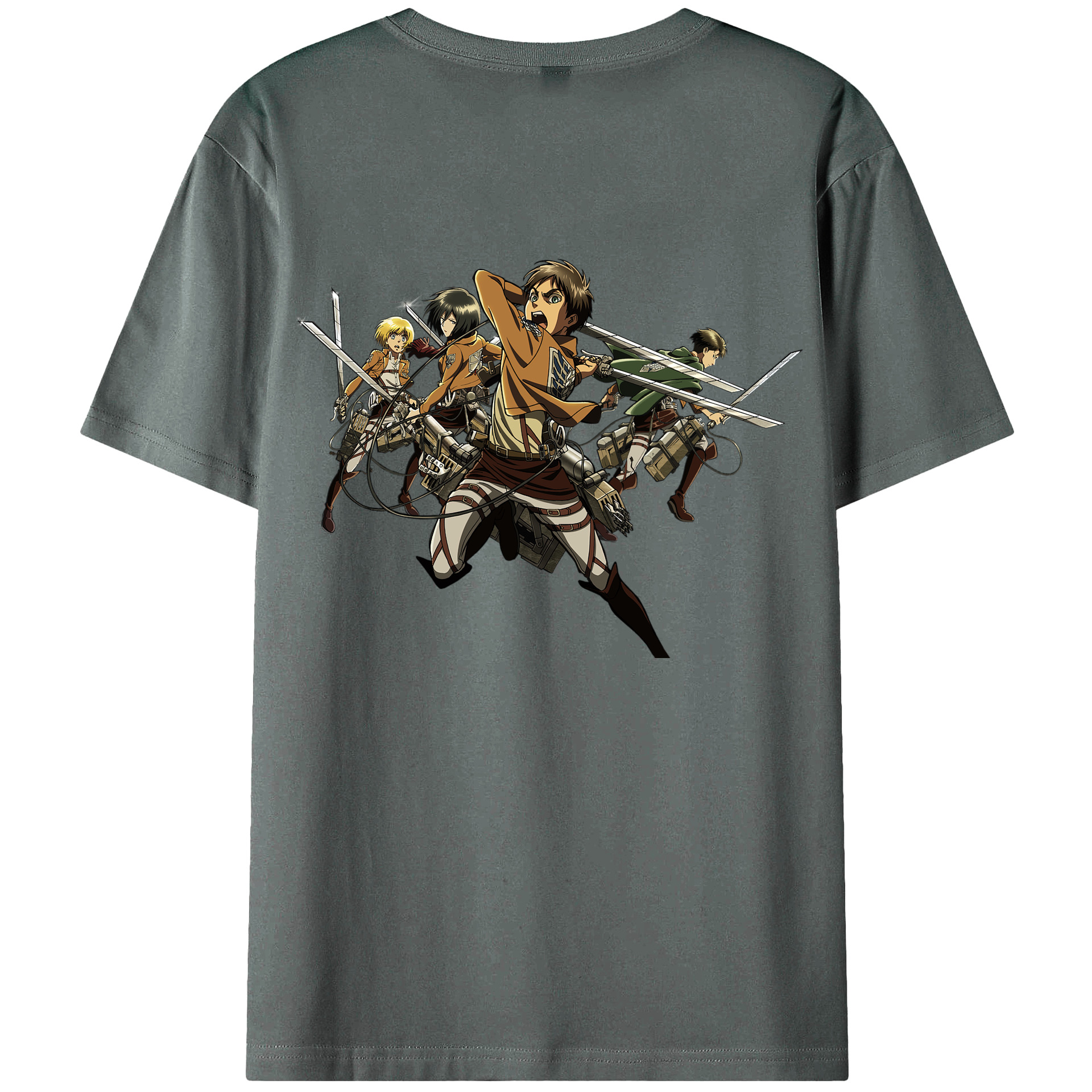 （画像用） 進撃の巨人 エレン･イェーガー Attack on Titan Eren Jäger 綿100％ メンズ半袖Tシャツ（バックプリント） 通気性
